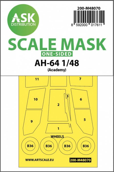 ASK mask 1:48 AH-64 one-sided mask for Academy