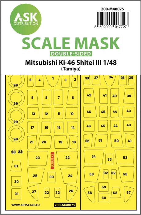 ASK mask 1:48 Mitsubishi Ki-46 Shitei III double-sided mask for Tamiya