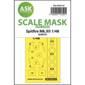   ASK mask 1:48 Spitfire Mk.XII one-sided mask self-adhesive, pre-cutted for Airfix