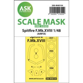   ASK mask 1:48 Spitfire F.Mk.XVIII one-sided mask self-adhesive, pre-cutted for Airfix