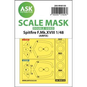   ASK mask 1:48 Spitfire F.Mk.XVIII double-sided mask self-adhesive, pre-cutted for Airfix
