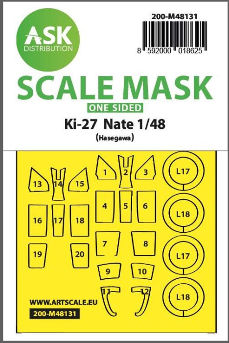ASK mask 1:48 Ki-27 Nate one-sided express mask for Hasegawa