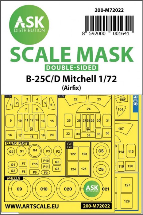 ASK mask 1:72 B-25C/D Mitchell double-sided for Airfix