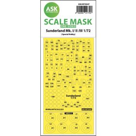   ASK mask 1:72 Sunderland Mk.I, Mk.II, Mk.III one-sided painting mask for Special Hobby