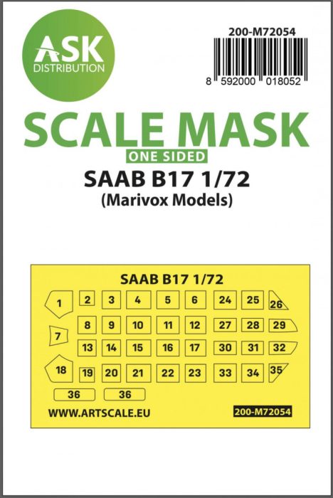 ASK mask 1:72 SAAB B17 one-sided painting express mask for Marivox