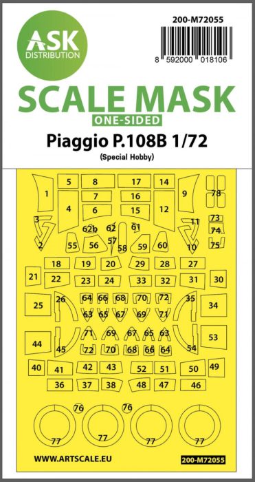 ASK mask 1:72 Piaggio P.108B one-sided painting express mask for Special Hobby