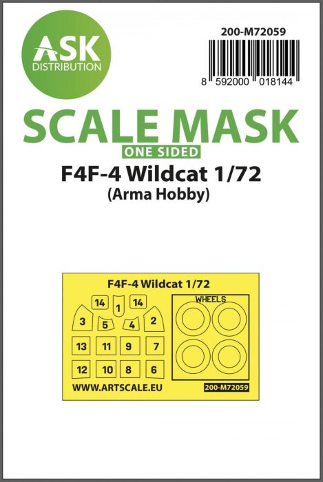 ASK mask 1:72 F4F-4 Wildcat one-sided painting express mask for Arma Hobby