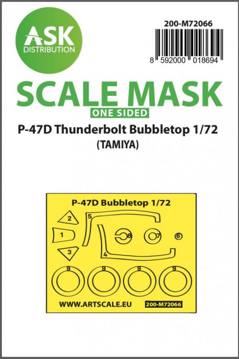 ASK mask 1:72 P-47D Thunderbolt Bubbletop one-sided express mask for Tamiya