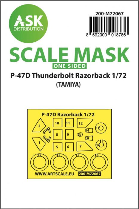 ASK mask 1:72 P-47D Thunderbolt Razorback one-sided express mask for Tamiya