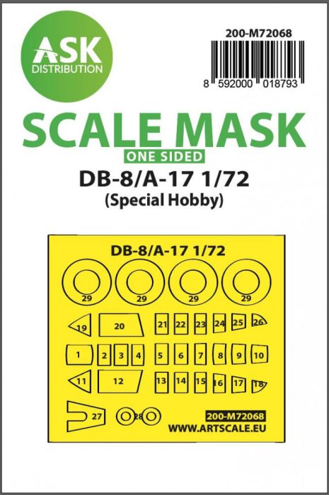 ASK mask 1:72 DB-8/A-17 one-sided express mask for Special Hobby