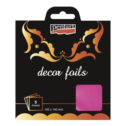 Pentart Dekorfólia metálmagenta 14 x 14 cm, 5 db/csomag - 20740