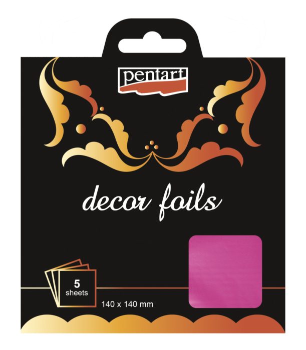 Pentart Dekorfólia metálmagenta 14 x 14 cm, 5 db/csomag - 20740