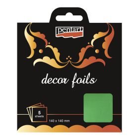   Pentart Dekorfólia metálzöld 14 x 14 cm, 5 db/csomag - 20742