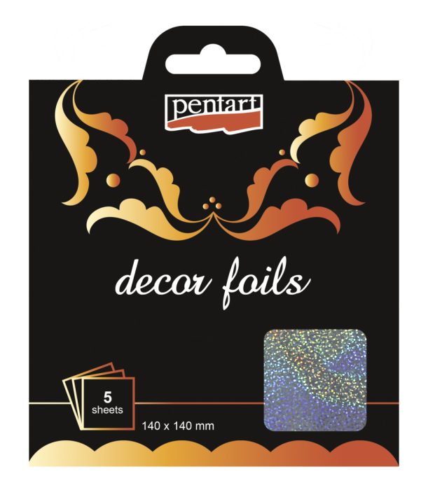 Pentart Dekorfólia hologram glitterek 14 x 14 cm, 5 db/csomag - 20745