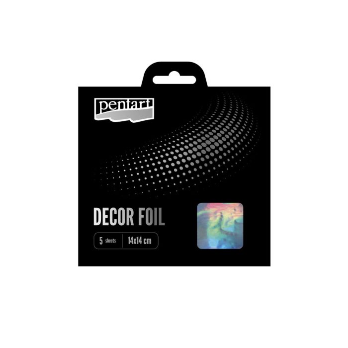 Pentart Dekorfólia hologram ezüst 14 x 14 cm, 5 db/csomag - 20747
