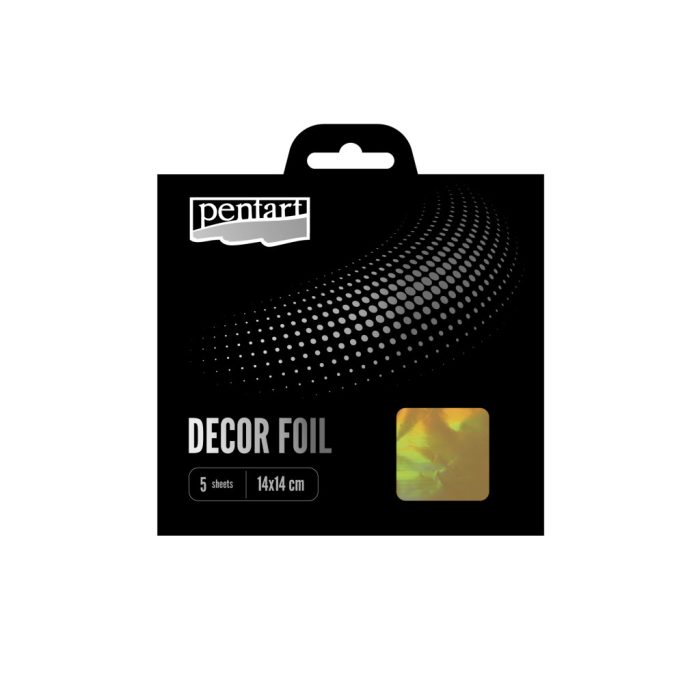 Pentart Dekorfólia hologram arany 14 x 14 cm, 5 db/csomag - 20748
