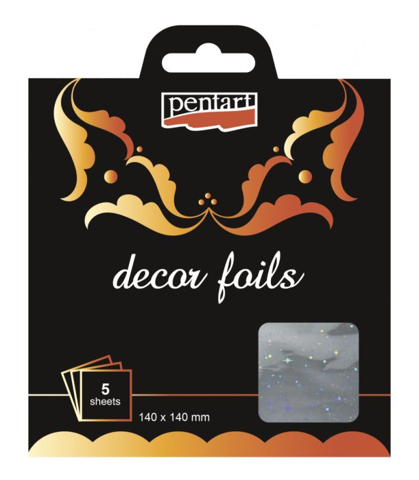 Pentart Dekorfólia hologram csillagok 14 x 14 cm, 5 db/csomag - 20749