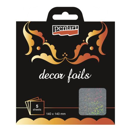 Pentart Dekorfólia hologram jégvirágok 14 x 14 cm, 5 db/csomag - 20750