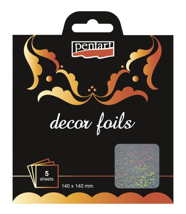 Pentart Dekorfólia hologram jégvirágok 14 x 14 cm, 5 db/csomag - 20750