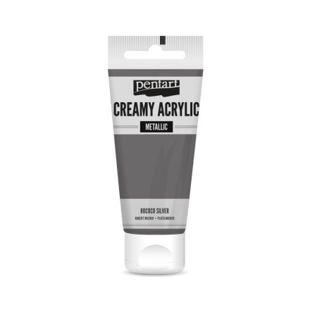 Pentart Krémes akrilfesték metál 60 ml rokokóezüst - 28022