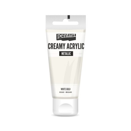 Pentart Krémes akrilfesték metál 60 ml fehérarany - 29746