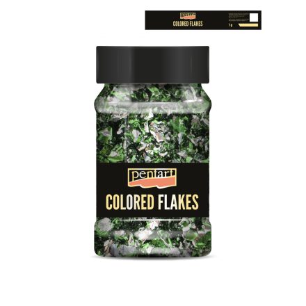 Pentart Színes fólia pehely min. 1 g, zöld - ezüst - 40096