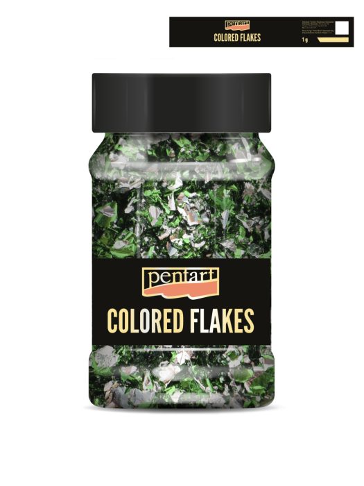 Pentart Színes fólia pehely min. 1 g, zöld - ezüst - 40096