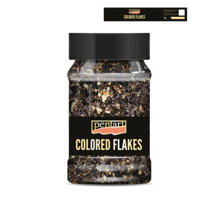 Pentart Színes fólia pehely min. 1 g, fekete -arany  - 40098