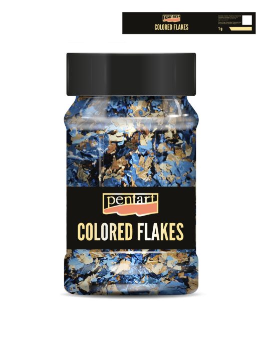 Pentart Színes fólia pehely min. 1 g, kék - arany - 40099