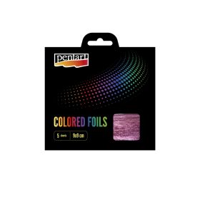 Pentart Színes fólia lap 9x9 cm 5 lap/csomag, pink - 40114