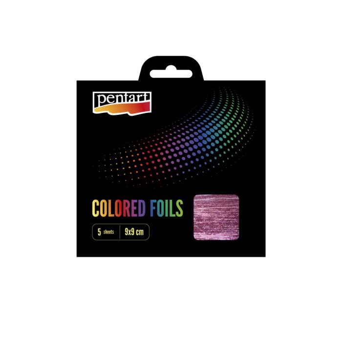 Pentart Színes fólia lap 9x9 cm 5 lap/csomag, pink - 40114