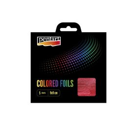   Pentart Színes fólia lap 9x9 cm 5 lap/csomag, piros - 40115
