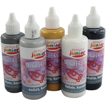 Pentart Junior lehúzható üvegfesték 80 ml fekete kontúr - 6461