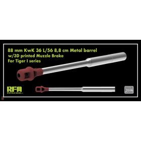   Ryefield model 2086 1:35 88 mm KwK 36 L/56 8,8 cm Metal barrel w/3D printed Muzzle Brake For Tiger I series