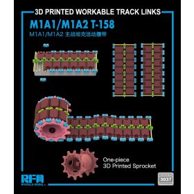   Ryefield model 1:35 3D Printed workable tracks with One-piece Sprocket, T-158 for M1A1/M1A2