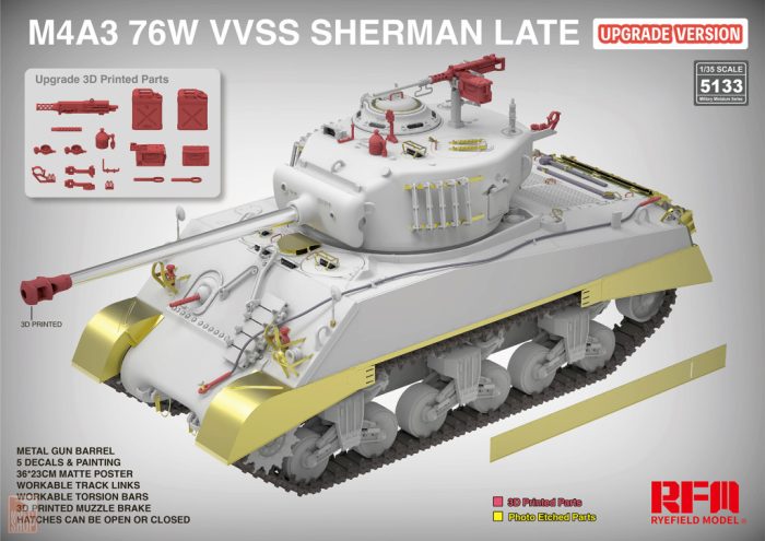 Ryefield model 5133 1:35 M4A3 76W VVSS Sherman late UPGRADE VERSION
