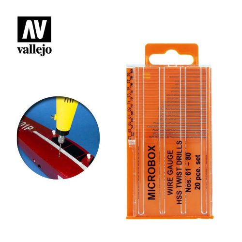Vallejo Fúrószár készlet Microbox drill set (20) 61-80 T01002