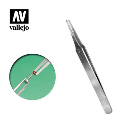 Vallejo Flat Rounded Stainless Steel Tweezers