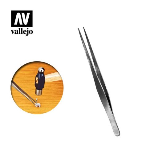 Vallejo Straight Tip Stainless Steel Tweezers (175 mm) T12008