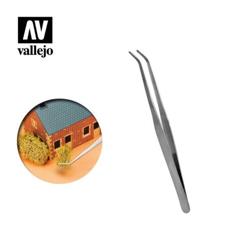 Vallejo Curved Tip Stainless Steel Tweezers (175 mm) T12009