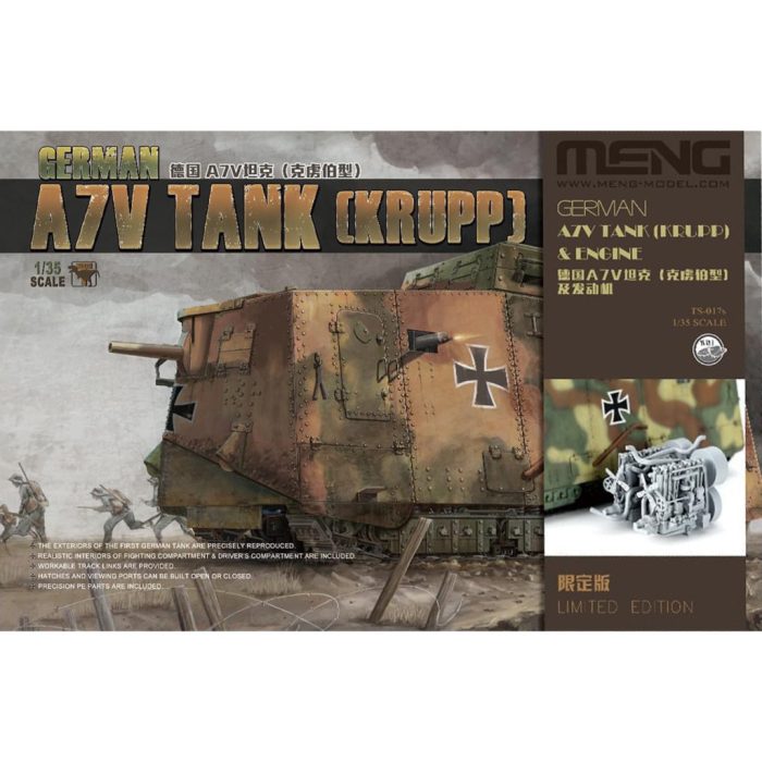 Meng Model 1:35 German A7V Tank (Krupp) & Engine, Limited Edition